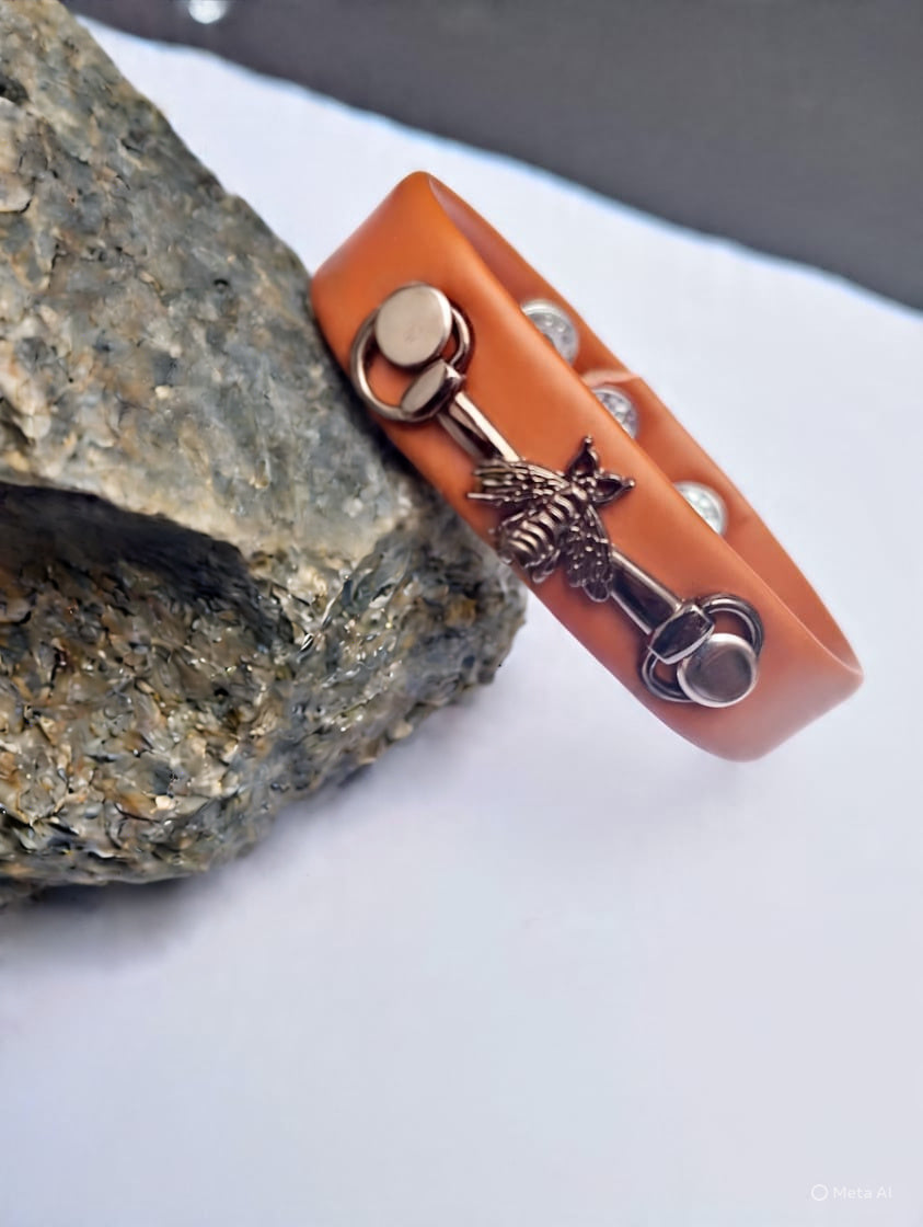 "Queen Bee Luxe: Bold Elegance in Leather & Silver"